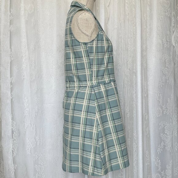 Byrdie Golf Women's Hayden Dress XS Blue Check Plaid Mini Tie Waist Sleeveless - Picture 3 of 7
